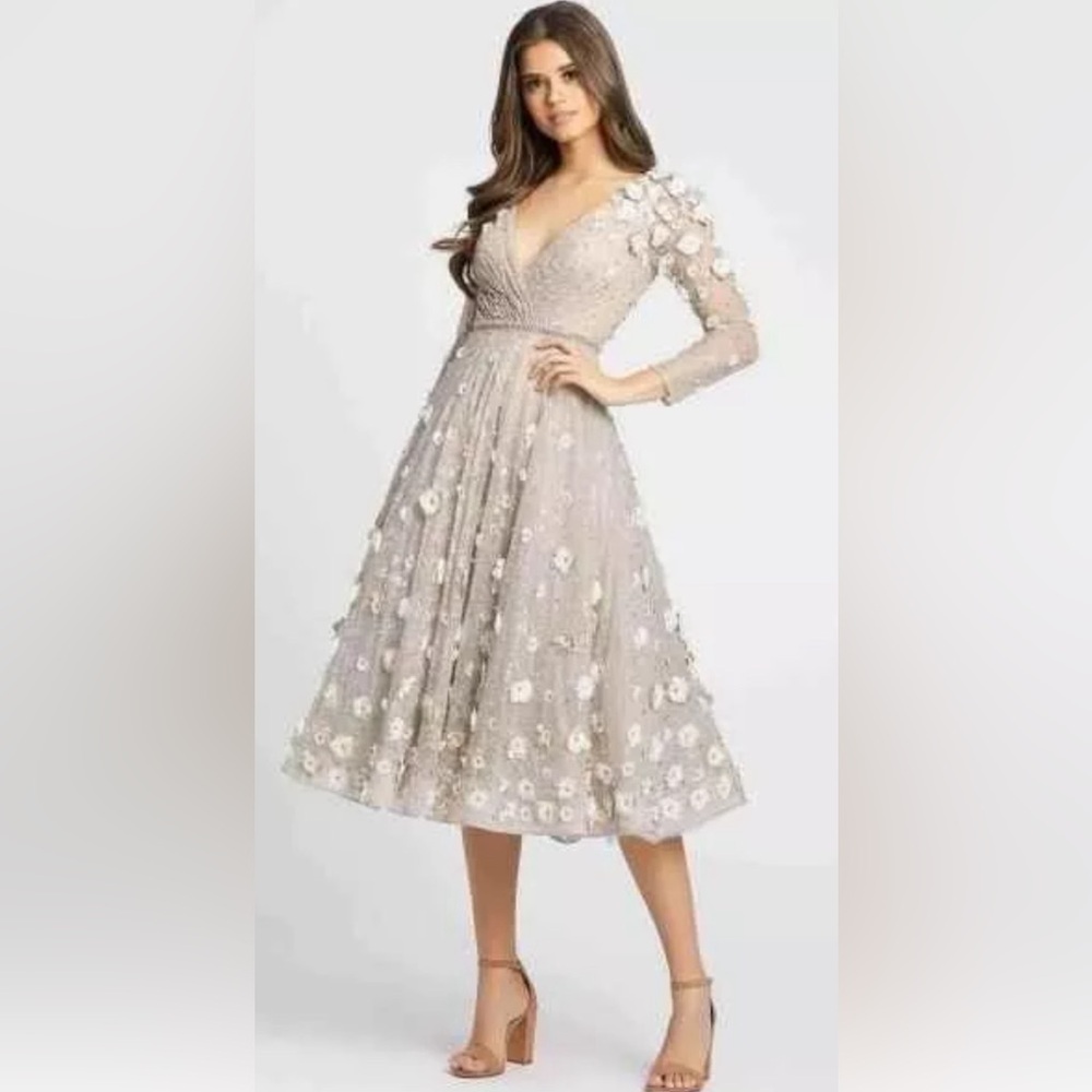 Mac Duggal Elegant Floral Embroidered Dress - Picture 3 of 14